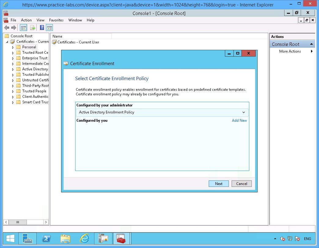 Practice Labs screenshot.